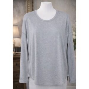 The North Face‎ T-Shirt Tee Gray Round Hem Pullover Logo Lyocell Casual Sz Small